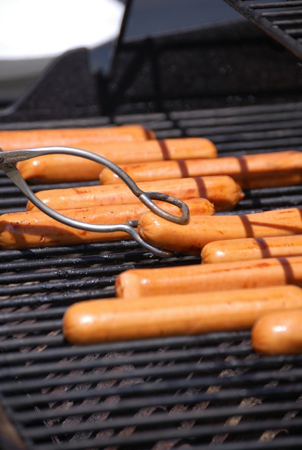 Hot Dogs on a grill grate