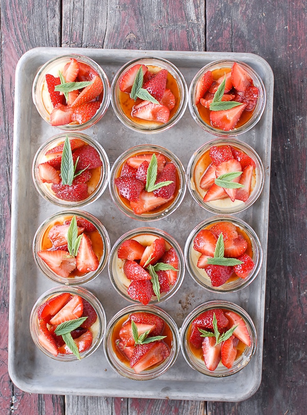 Mini Mascarpone Cheesecakes with Strawberry Balsamic topping 