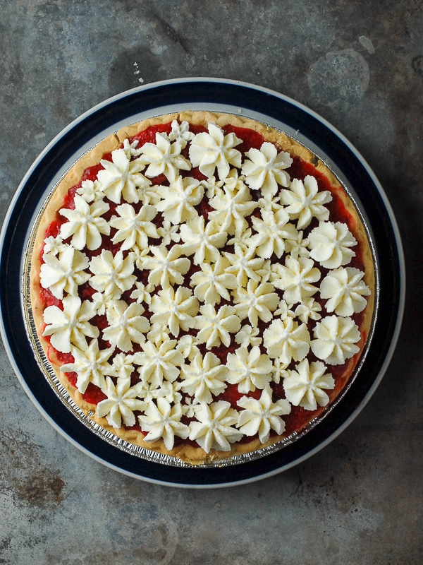 Simple Strawberry Pie with whipped cream