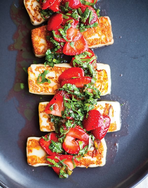 Vibrant Food | Grilled Halloumi with Strawberries and Herbs