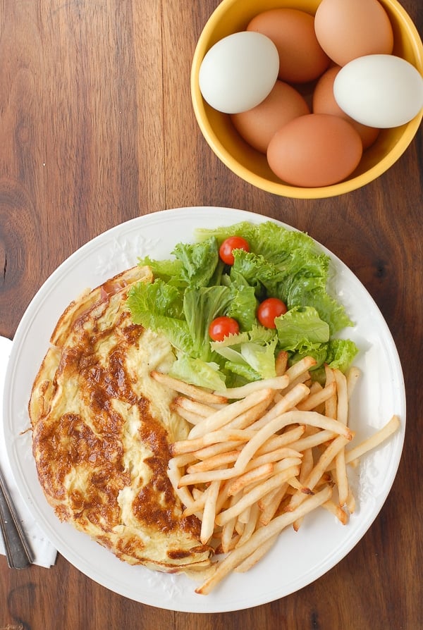 French Ham and Cheese Omelet with Frites 