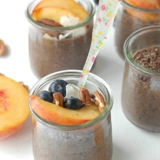 Overnight Quinoa Chia Chocolate Breakfast Pudding with fruit