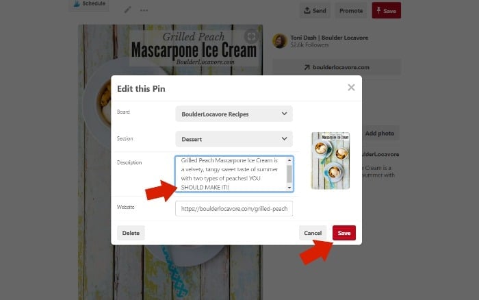 How to Edit a Pinterest Pin screenshot