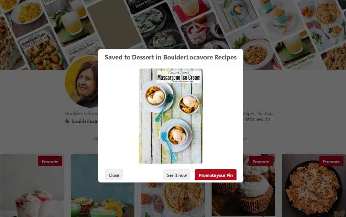 Screenshot to new pin on a Pinterest Board