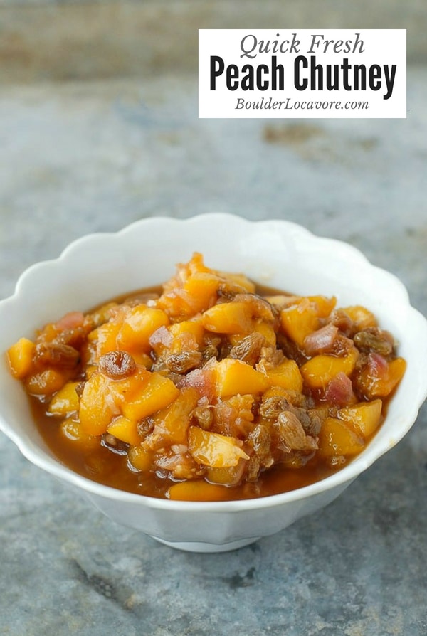 Quick Fresh Peach Chutney recipe is an easy recipe perfect for ripe peaches. Sweet and tangy this relish can be eaten on curries, grilled meats or crusty bread. #chutney #peach #easyrecipe #Indian #tangy #relish #glutenfree