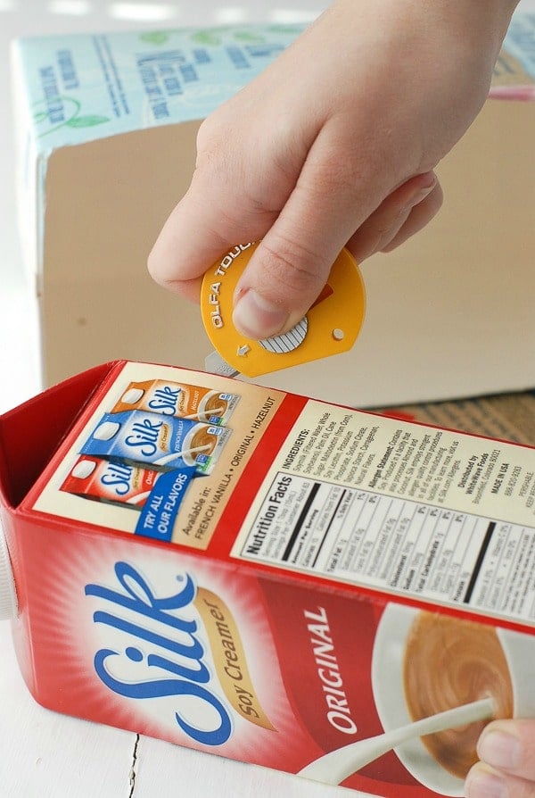 Milk Carton Herb Gardens - cutting cartons 