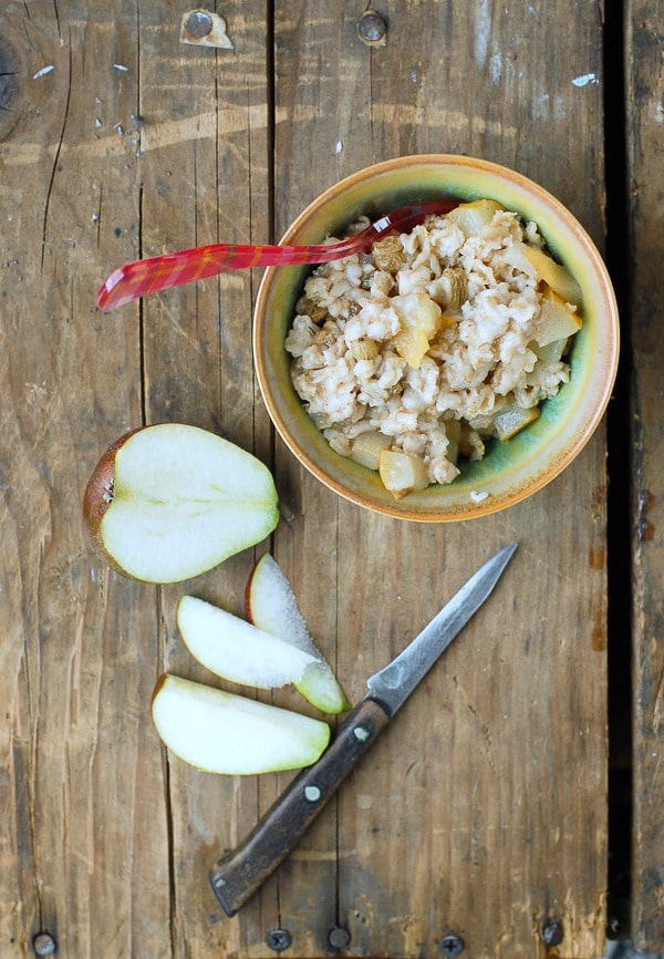 Pear-Ginger Oatmeal with Seckel Pears 