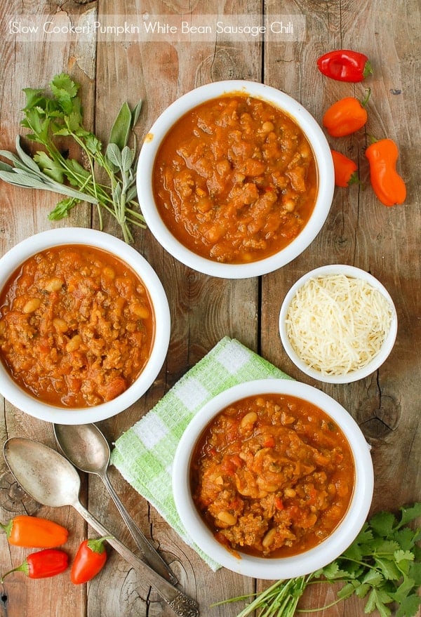 White Bean Pumpkin Turkey Chili (Slow Cooker or Instant Pot)