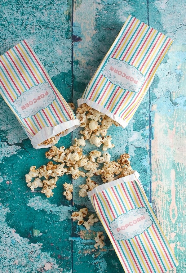 Striped Bags of Coconut Kettle Corn -