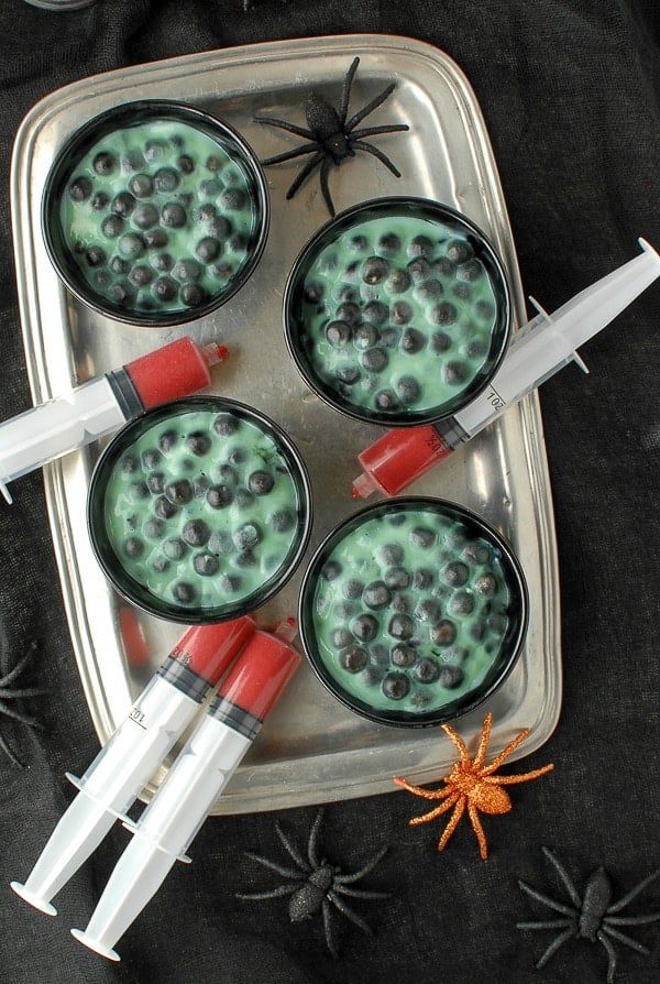 Creepy Spider Egg Pudding with syringes