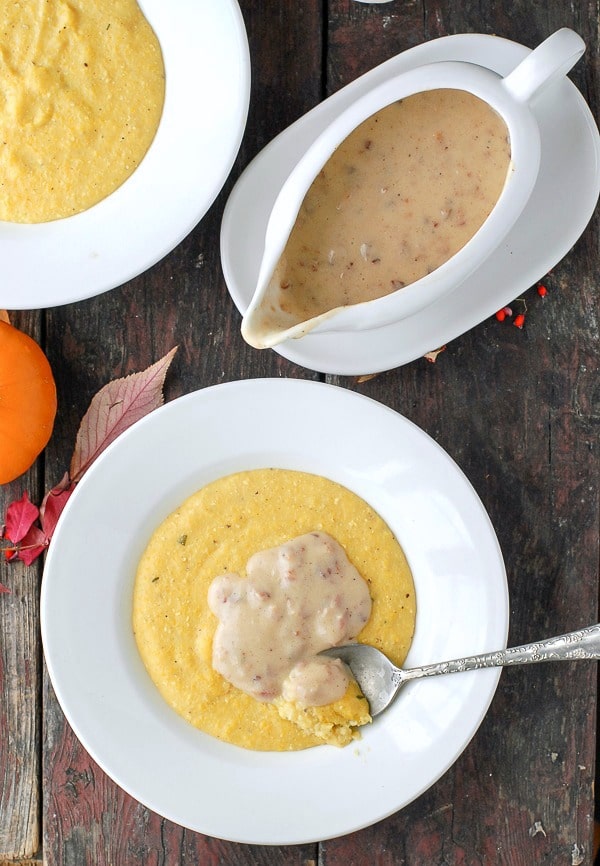 Pumpkin Polenta with Bacon-Maple Gravy