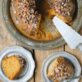 Pumpkin Spice Buttermilk Bundt Cake with Dark Salted Caramel