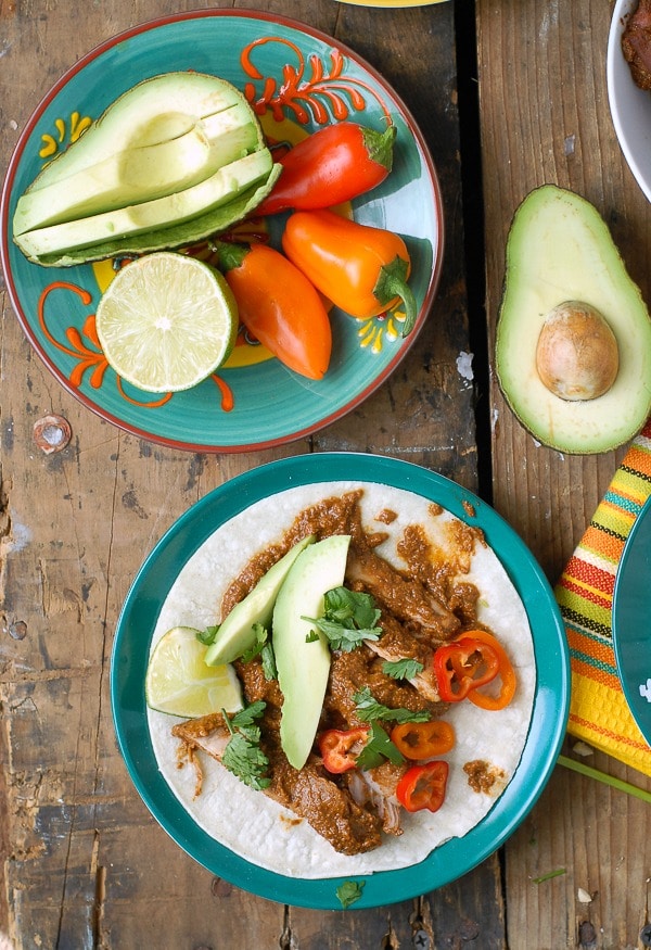 Slow Cooker Mole Chicken Thighs taco 