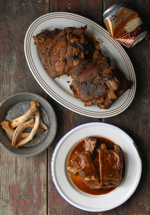 Slow Cooker Root Beer Baby Back Ribs on a plate