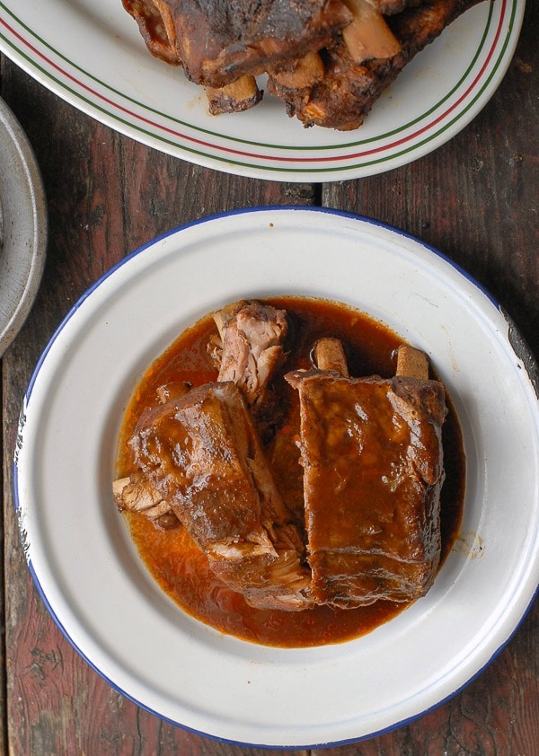 Slow Cooker Root Beer Baby Back Ribs in sauce