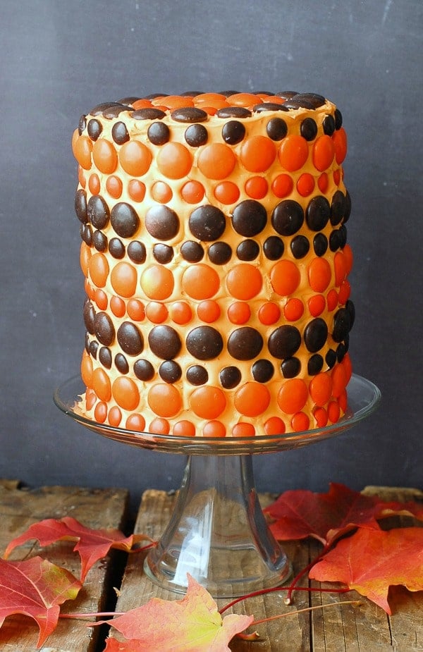 Whimsical Fall M&M Cake 