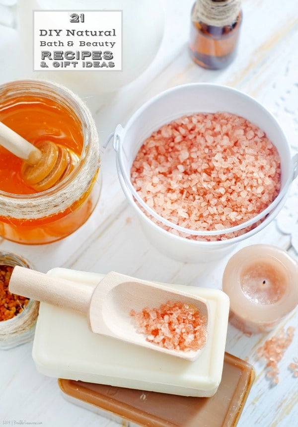 bath salts and jar of honey