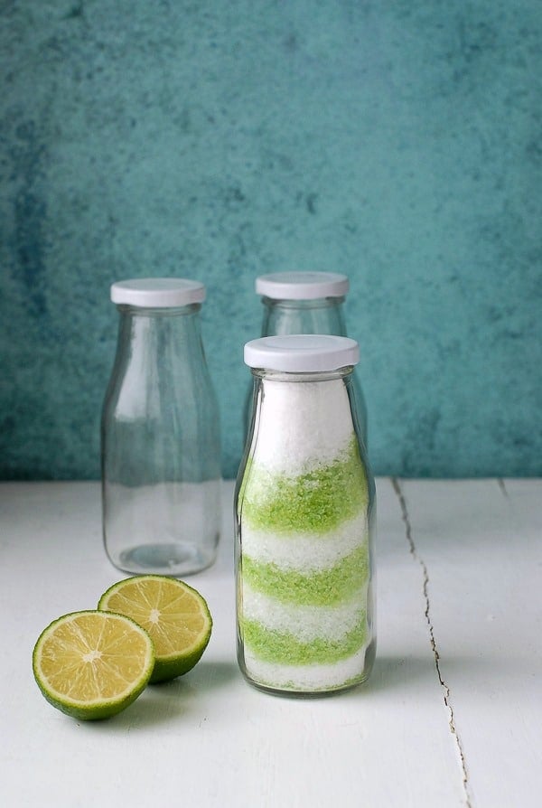 DIY Homemade Lime Swirl Bath Salts