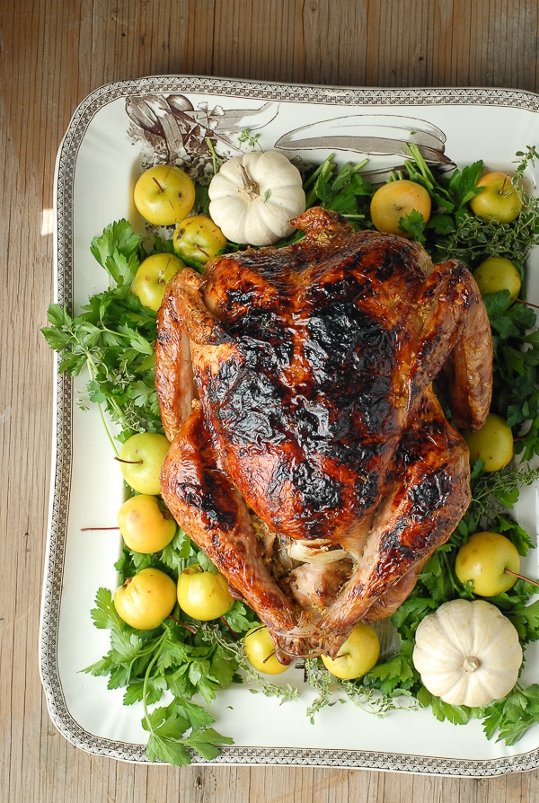 Brined White Wine Ginger Thyme Roast Turkey Thanksgiving