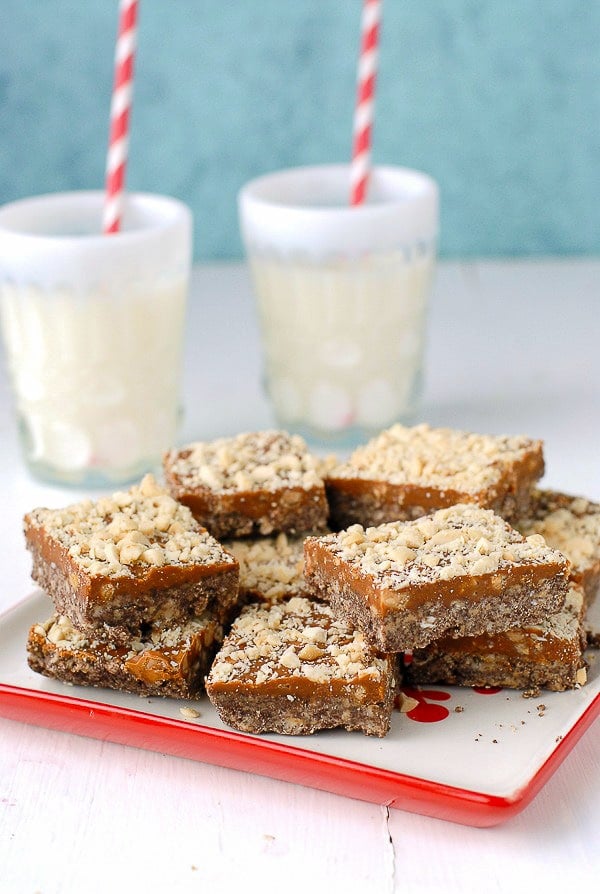 No Bake Chocolate Peanut Butter Cinnamon Squares  side view