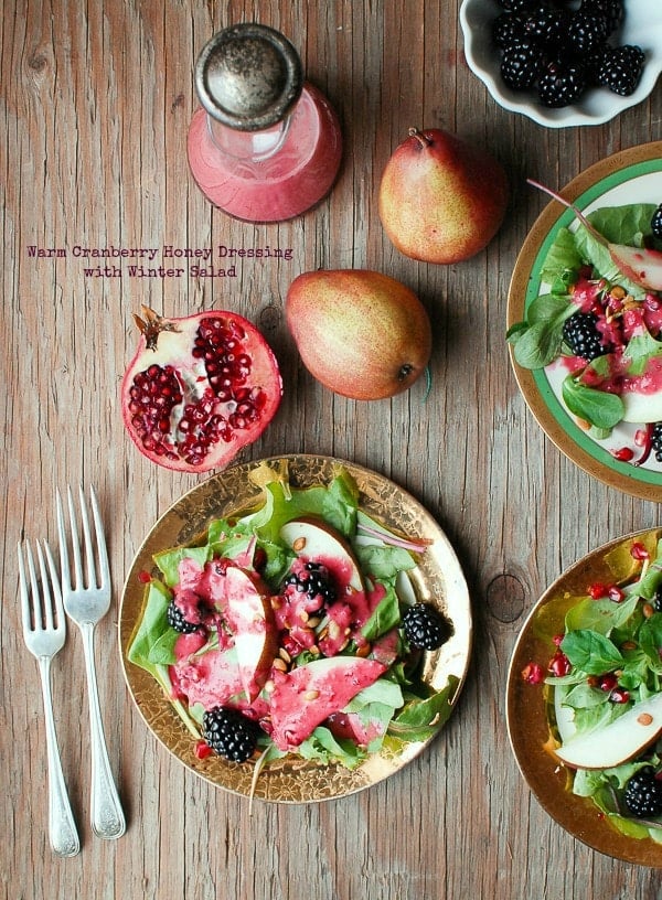 Warm Cranberry Honey Dressing with Winter Salad