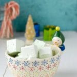 Creme de Menthe Marshmallows in snowman bowl