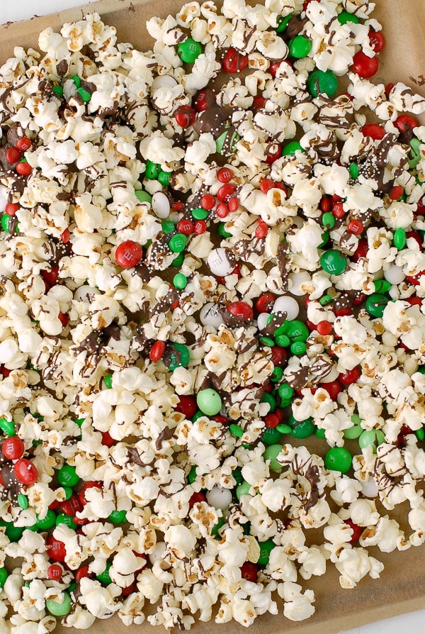 Holly Jolly Chocolate-Peppermint Popcorn Treat Mix