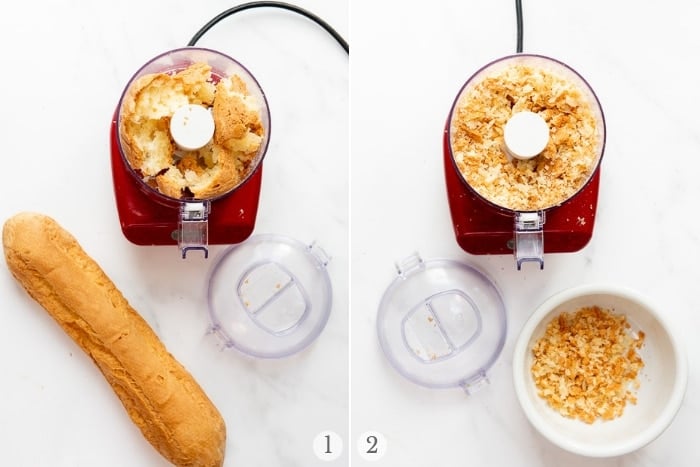 Making soft breadcrumbs with a mini chopper