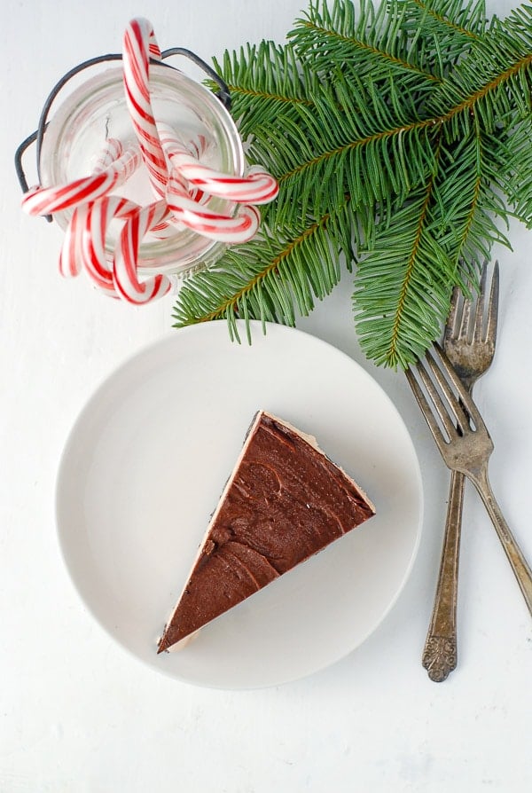 slice of peppermint ice cream pie from above