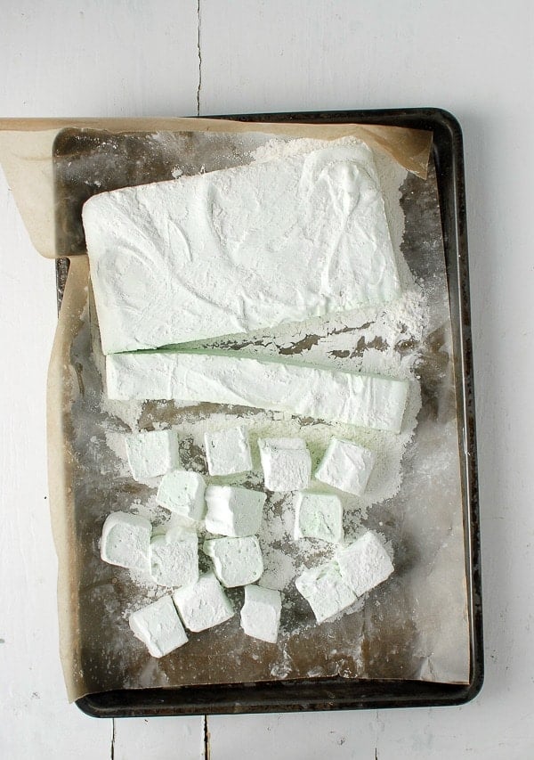Tray of Creme de Menthe Marshmallows