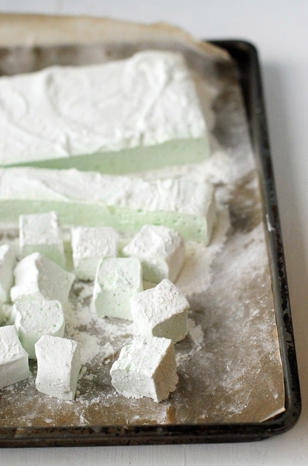 Tray of Creme de Menthe Marshmallows