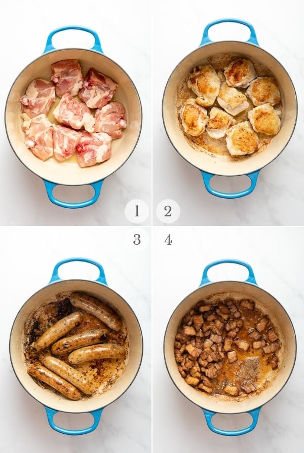 Shortcut French Cassoulet process steps 1-4