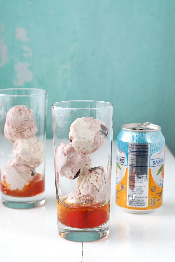 Bourbon Orange Soda Cherry-Vanilla Ice Cream Floats -Ice Cream Balls