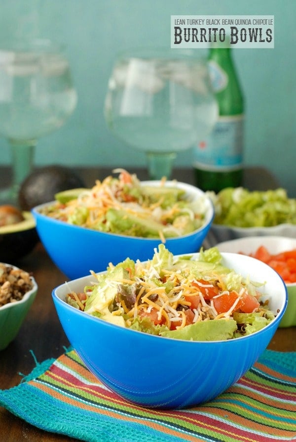 Lean Turkey Black Bean Quinoa Burrito Bowls 