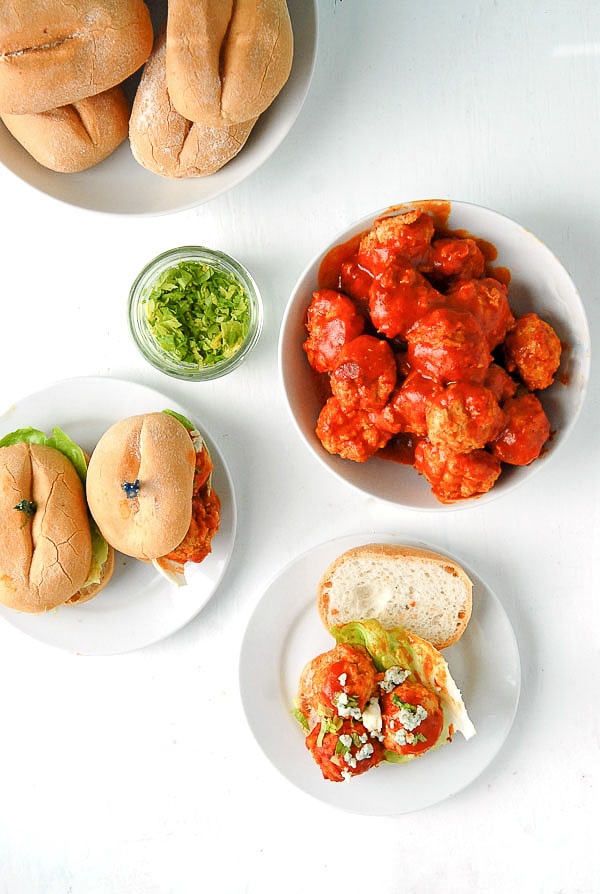 Slow Cooker Buffalo Chicken Meatball Mini Sandwiches