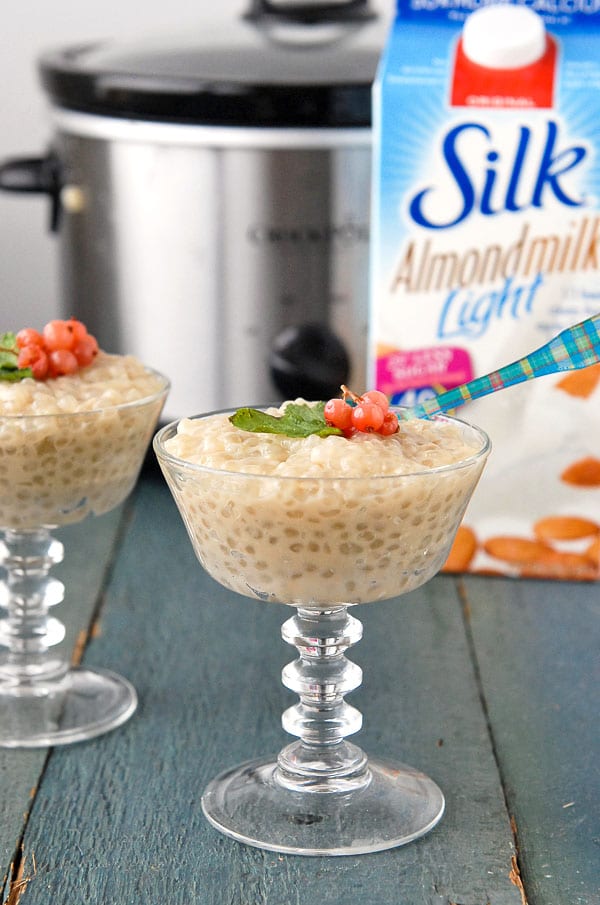 Slow Cooker Light Almond Milk Tapioca Pudding {dairy-free}