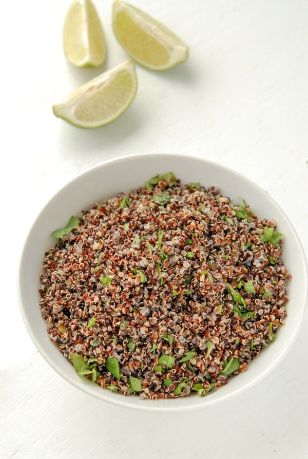 Thai Basil Quinoa Bowl with fresh torn cilantro