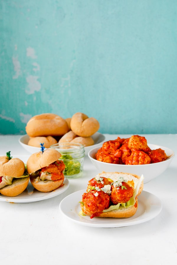 bowl of crock pot Meatballs and mini sandwiches 