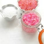 DIY Sparkling Flower-scented Coconut Oil Sugar Scrub pink with pink sugar