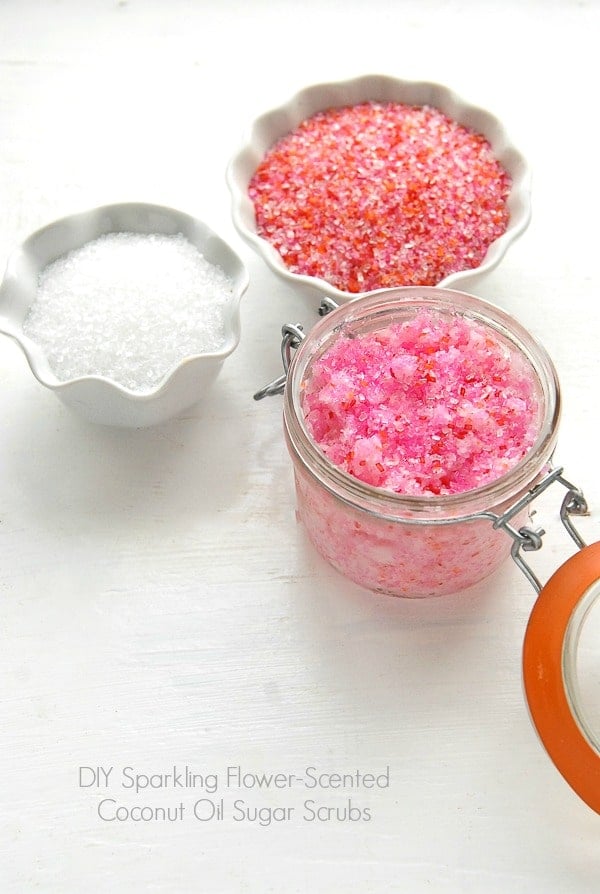 Coconut Oil Sugar Scrubs: Sparkling Flower-Scented DIY Gift Idea