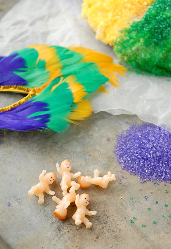 King cake and Mardi Gras plastic babies