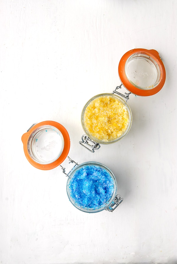 Sparkling Flower Coconut Oil Sugar Scrubs Blue-Lilac Yellow-Honeysuckle