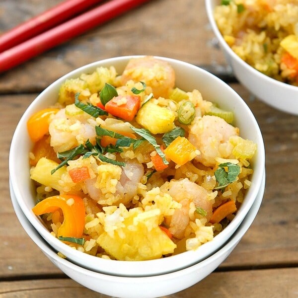 Spicy Pineapple Shrimp Fried Rice One Skillet Dish for a Busy Night!