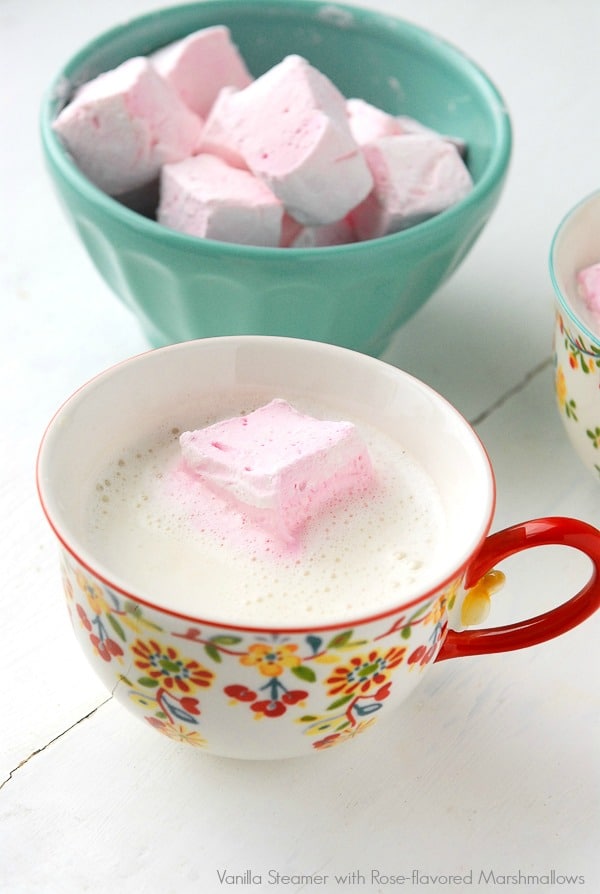 Vanilla Steamer with DIY Rose-flavored Marshmallows