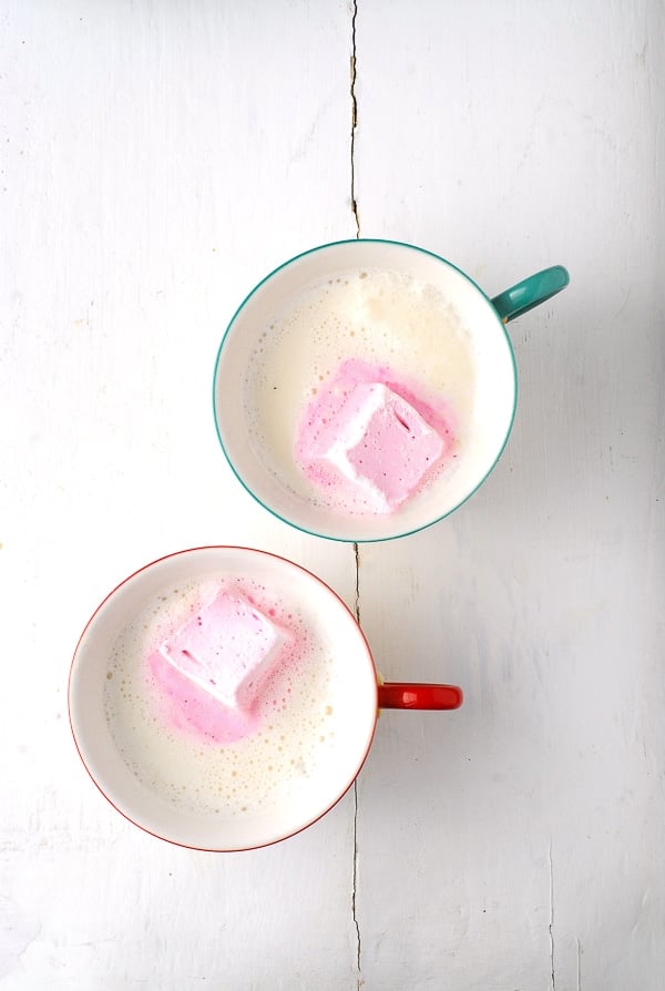 Vanilla Steamer with Rose Marshmallows from above