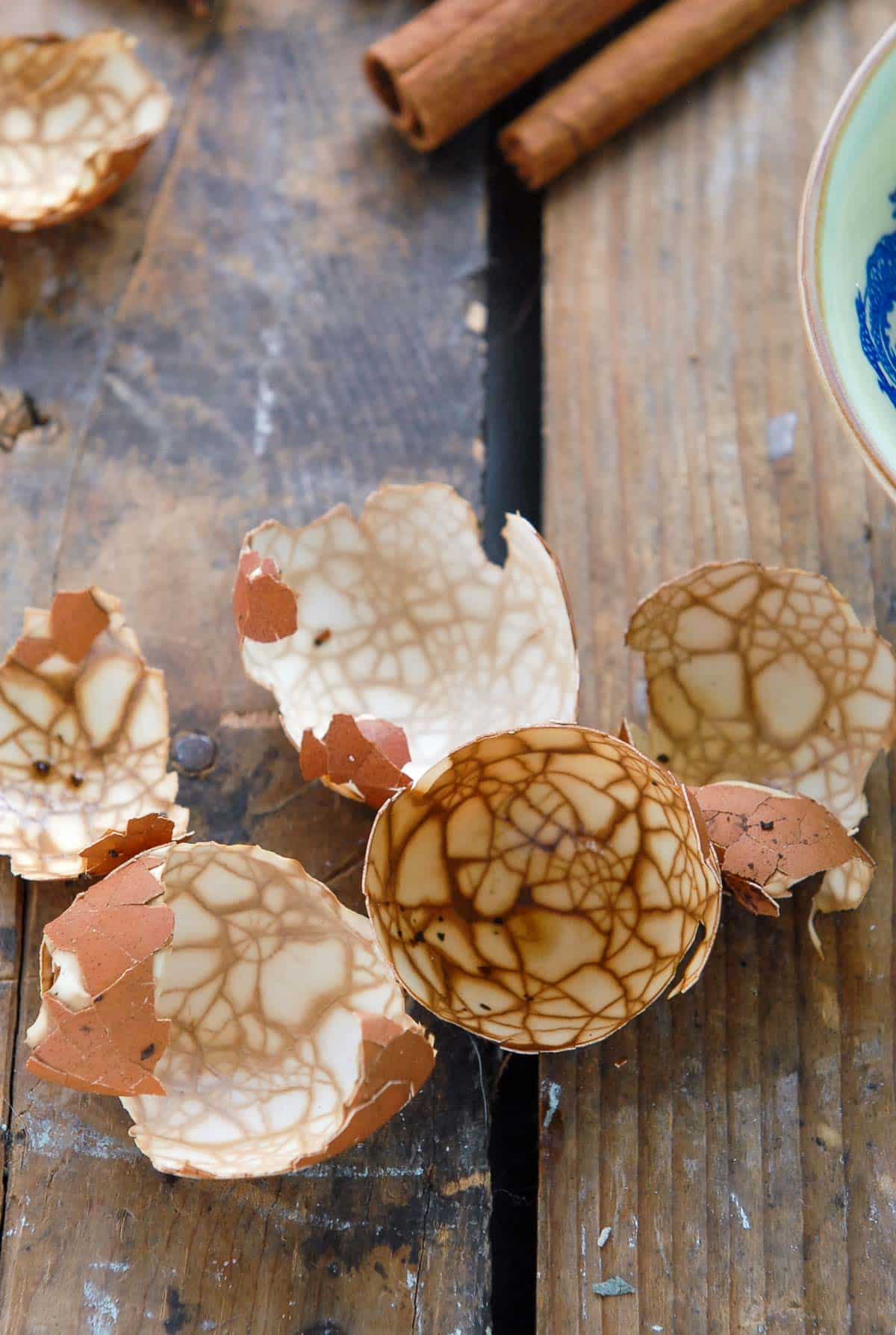 marbled egg shells from tea eggs
