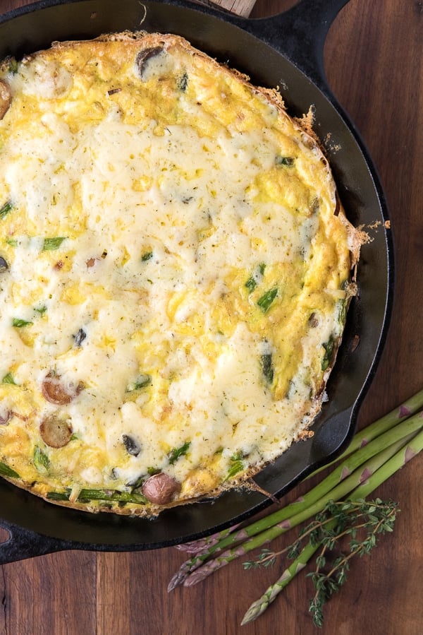 Asparagus Leek New Potato Frittata With Melted Harvati Dill Cheese