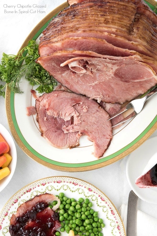 A plate of food on a table, with Ham