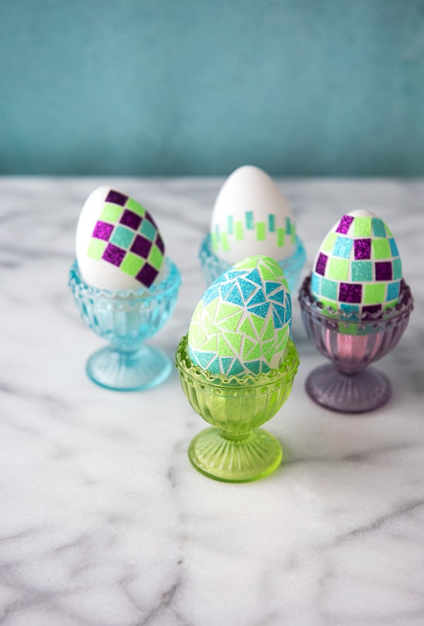 DIY Glitter Tape Mosaic Easter Eggs