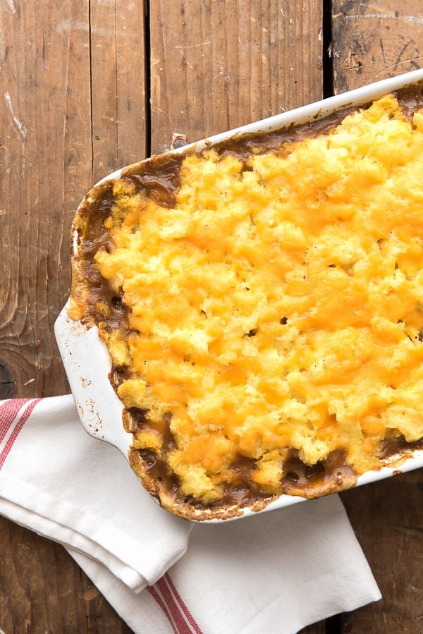 Savory Cottage Pie with cheese on top